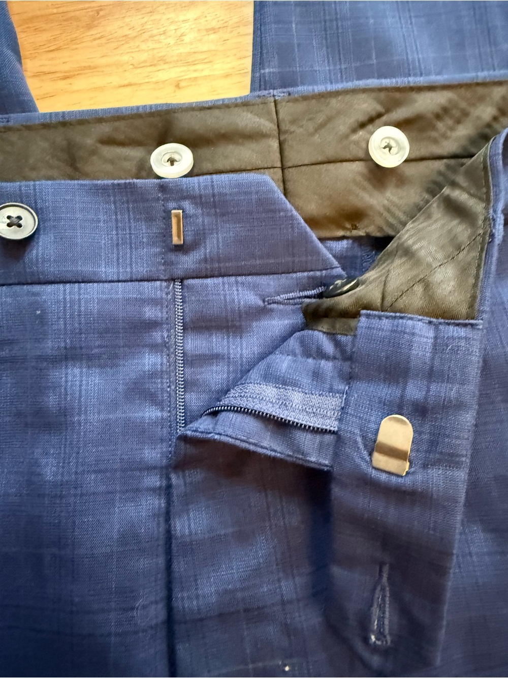 Men's Pattern Royal Blue Two-Piece Suit Jacket & Trousers - Picture 15 of 16